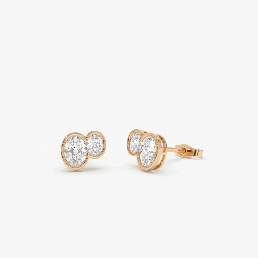 1.00 CTW Double-Bezel Oval Lab-Grown Diamond Stud Earrings – Oryne