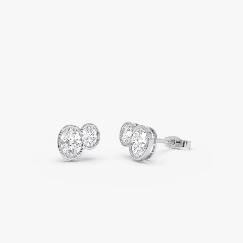 1.00 CTW Double-Bezel Oval Lab-Grown Diamond Stud Earrings – Oryne