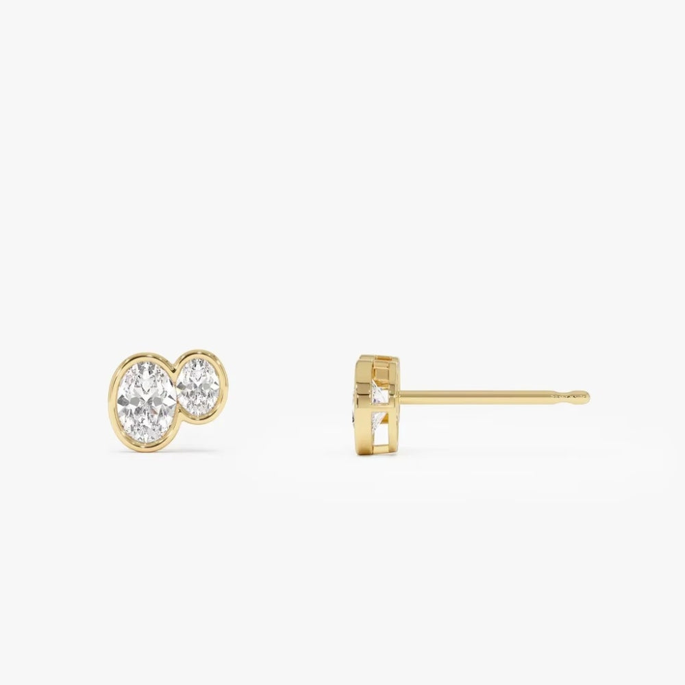 1.00 CTW Double-Bezel Oval Lab-Grown Diamond Stud Earrings – Oryne